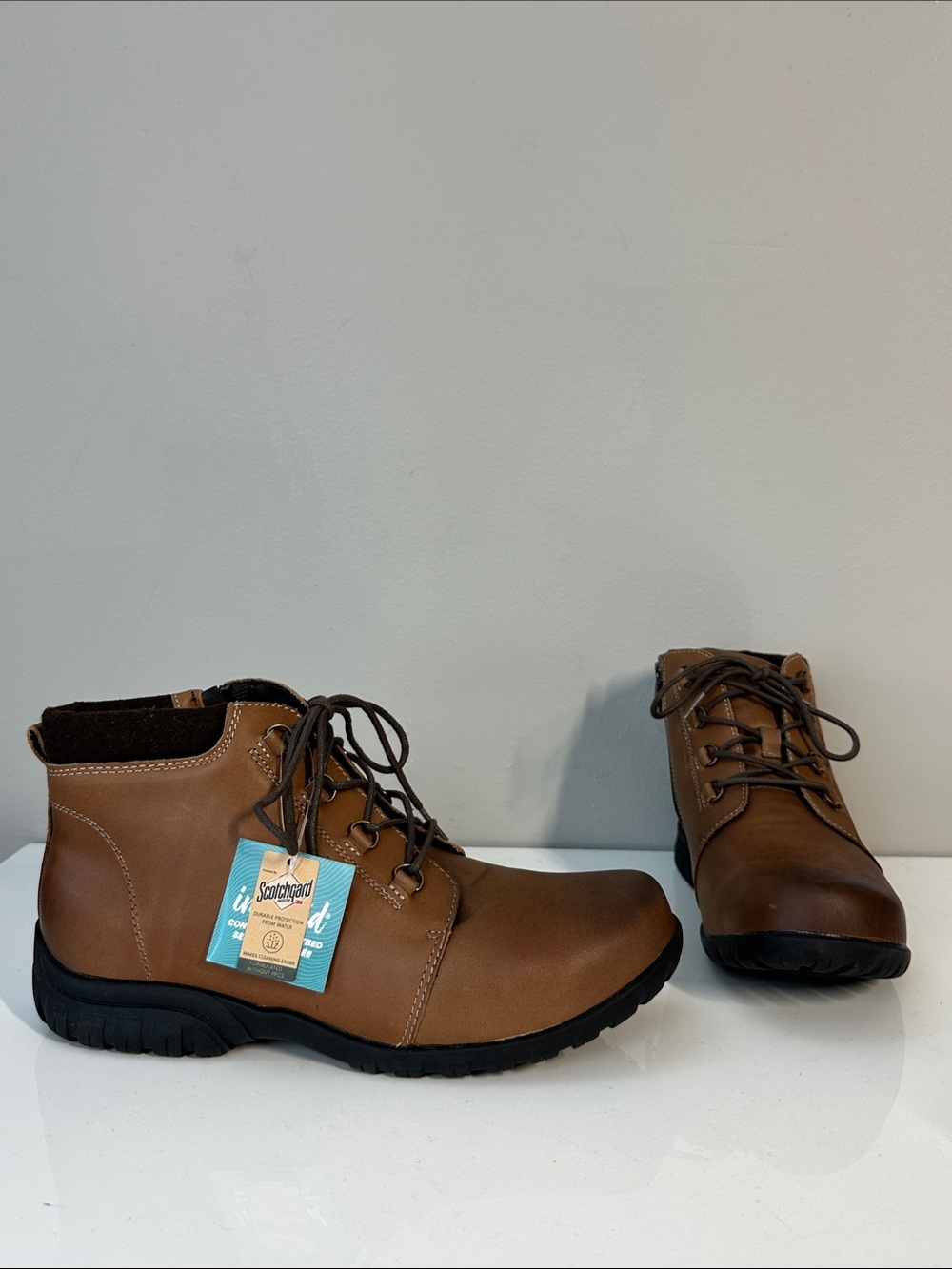 Propet Delaney Brown Leather Lace Up Ankle Boots Size 10W
